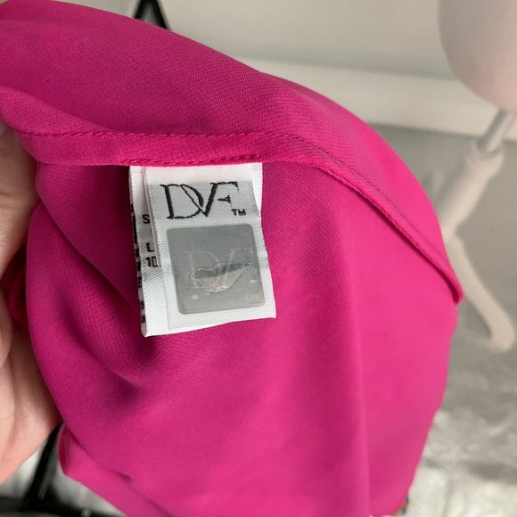 DVF Diane Von Furstenberg Dress Parry Silk Blouson Peasant 2 Pink Floral - Picture 12 of 15